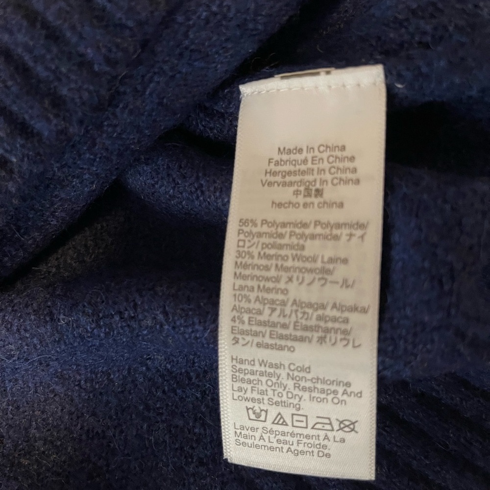 NWOT..J. Crew Deep Blue Crewneck Knit Sweater with Merino Wool & Alpaca. - Picture 4 of 4